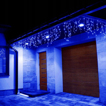 Гирлянда LED LIGHT бахрома улица 120LED (Ø3,3) 4м, 30/50/70см (флеш) Провод - белый, цвет ламп - синий (RD-7114)